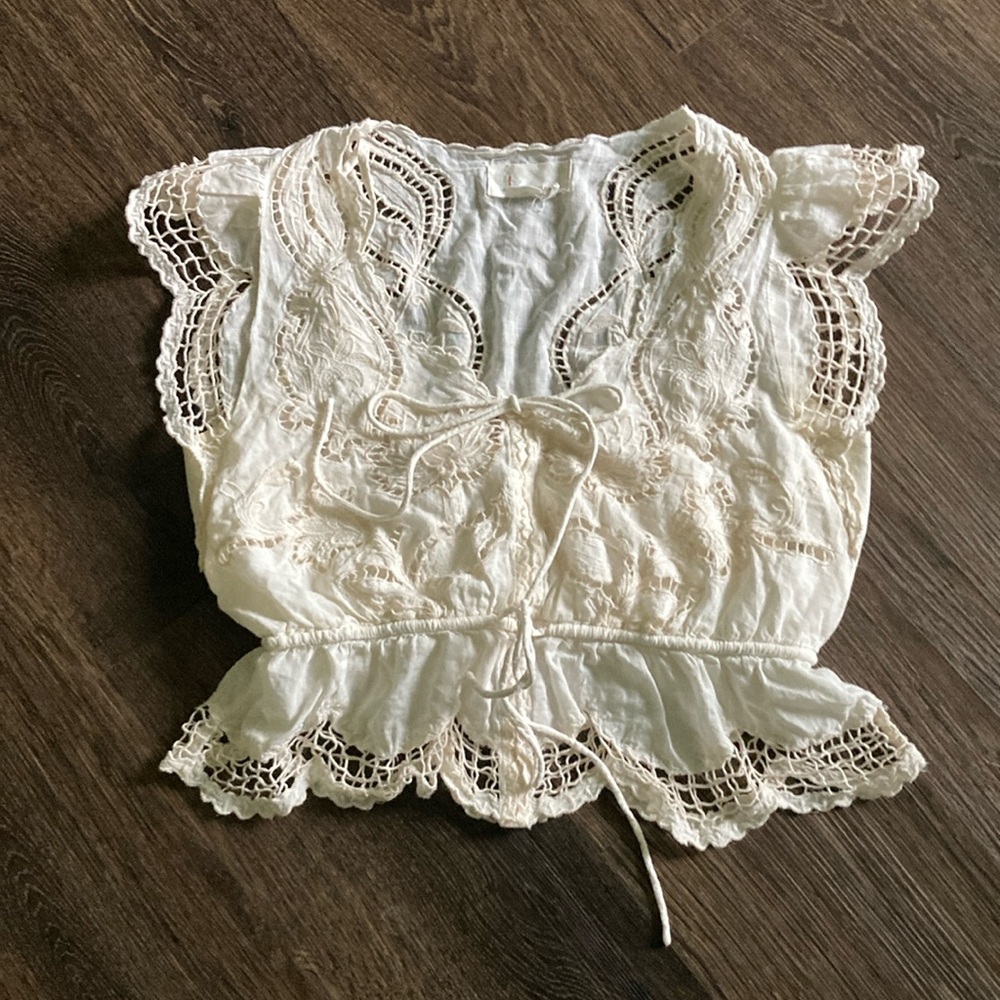 Anthropologie cream peasant top